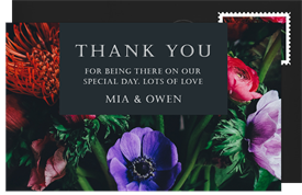 'Midnight Blossoms' Wedding Thank You Note