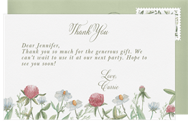 'Simple Wildflowers' Bridal Shower Thank You Note
