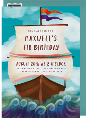 'Pirate Ship' Kids Birthday Invitation