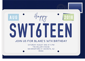 'SWT6TEEN' Sweet 16 Invitation
