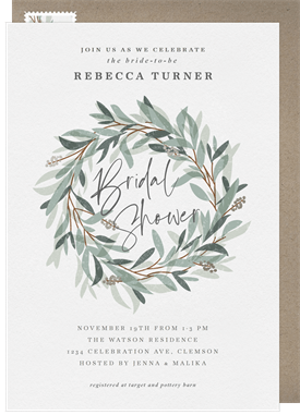 'Rustic Wreath' Bridal Shower Invitation