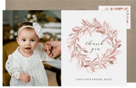 'Rustic Woodland Wreath' Kids Birthday Thank You Note