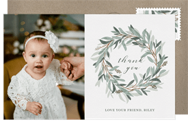 'Rustic Woodland Wreath' Kids Birthday Thank You Note