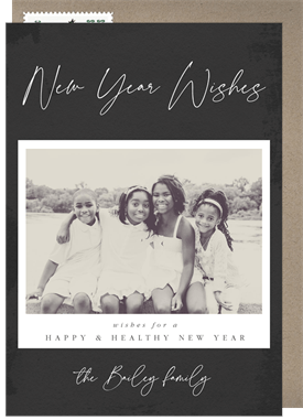 'Simple Merry Wishes' New Year's Greeting Card