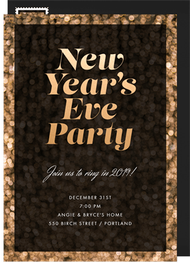 'New Year's Bokeh' Holiday Party Invitation