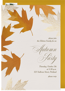 'Fallen Leaves' Fall Party Invitation