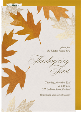 'Fallen Leaves' Thanksgiving Invitation