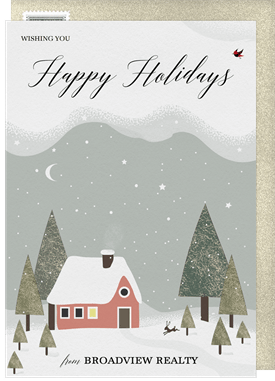 'Winter Cottage' Business Holiday Greetings Card