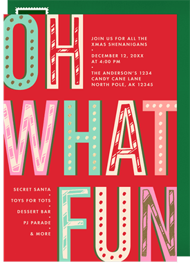 'Oh What Fun' Christmas Party Invitation