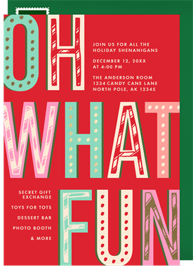 'Oh What Fun' Business Holiday Party Invitation