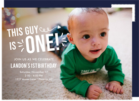 'This Guy Is One' Kids Birthday Invitation