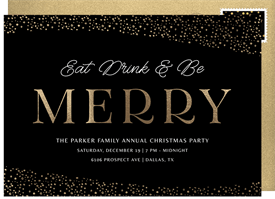 'Eat Drink Merry' Christmas Party Invitation