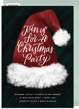 'Festive Santa Hat' Christmas Party Invitation