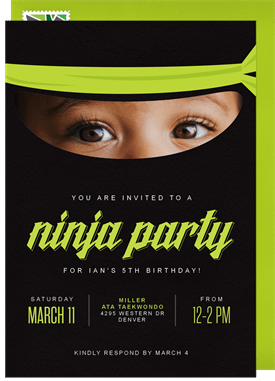 'Ninja Party' Kids Birthday Invitation