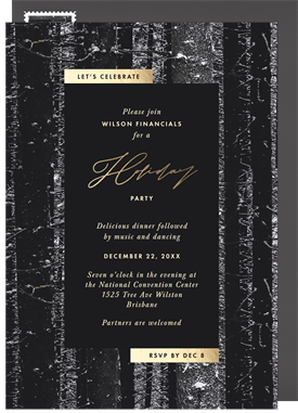 'Dark Winter Pines' Business Holiday Party Invitation