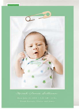 'Sweet Safety Pin' Birth Announcement