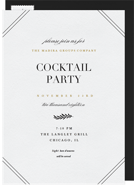 'Traditional Corner Details' Happy Hour Invitation