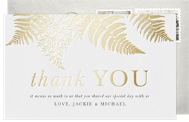 'Simple Foliage' Wedding Thank You Note