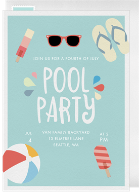 'Pool Party Essentials' Fourth of July Invitation