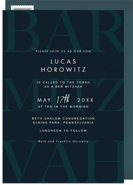 'Masculine Mitzvah' Bar Mitzvah Invitation
