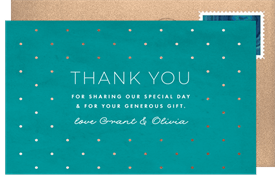 'Cascading Foil' Wedding Thank You Note