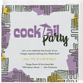 'Retro Cocktail Umbrella' Happy Hour Invitation