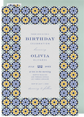 'Mediterranean Tiles' Adult Birthday Invitation