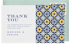 'Mediterranean Tiles' Wedding Thank You Note