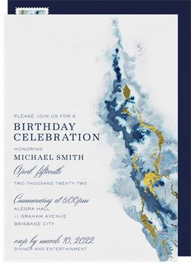 'Watercolor Agate' Adult Birthday Invitation