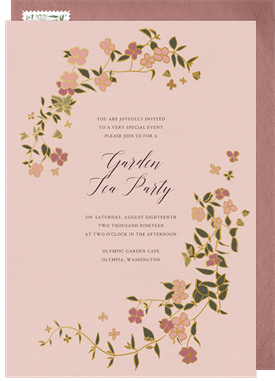 'Hand Drawn Florals' Tea Party Invitation