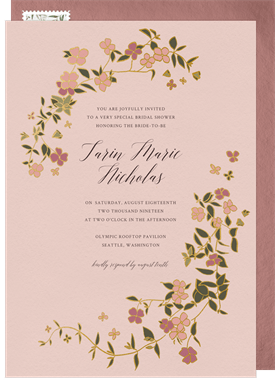 'Hand Drawn Florals' Bridal Shower Invitation