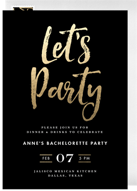 'Chic Party' Bachelorette Party Invitation