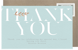 'Gilded Branches' Bridal Shower Thank You Note