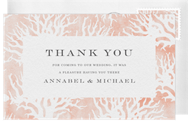 'Coral Wash' Wedding Thank You Note