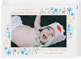 'Whimsical Blooms' Birth Announcement