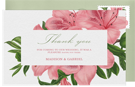 'Romantic Rhododendrons' Wedding Thank You Note