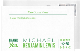 'Color Info Grid' Bar Mitzvah Thank You Note