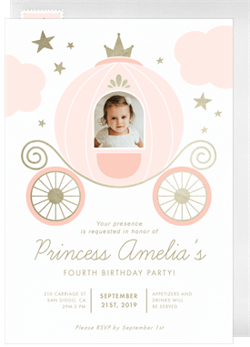 'Princess Carriage' Kids Birthday Invitation
