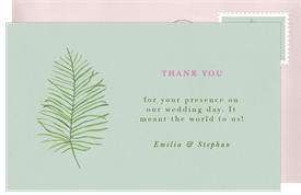 'Delicate Palm Frond' Wedding Thank You Note
