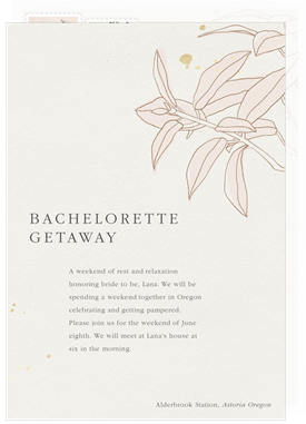 'Tranquil Leaves' Bachelorette Party Invitation