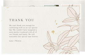 'Tranquil Leaves' Wedding Thank You Note