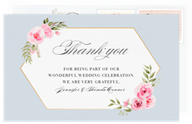 'Romantic Roses' Wedding Thank You Note