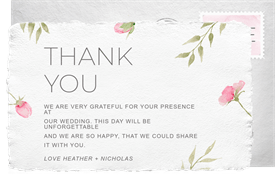 'Dainty Roses' Wedding Thank You Note