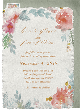 'Watercolor Floral Romance' Wedding Invitation