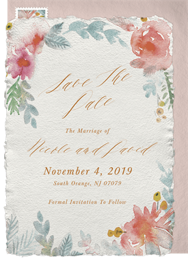 'Watercolor Floral Romance' Wedding Save the Date