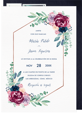 'Burgundy Blossoms' Wedding Invitation