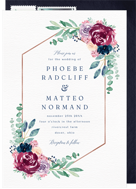 'Burgundy Blossoms' Wedding Invitation