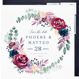 'Burgundy Blossoms' Wedding Save the Date