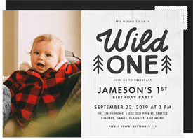'Woodsy Wild One' Kids Birthday Invitation