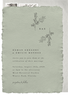 'Delicate Botanical Monogram' Wedding Invitation